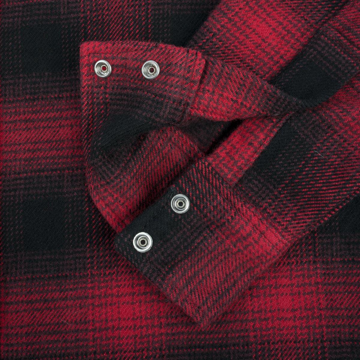 Image showing the IHSH-264-RED - Ultra Heavy Flannel Ombré Check Western Shirt - Red/Black which is a Shirts described by the following info Iron Heart, New, Released, Shirts, Tops and sold on the IRON HEART GERMANY online store