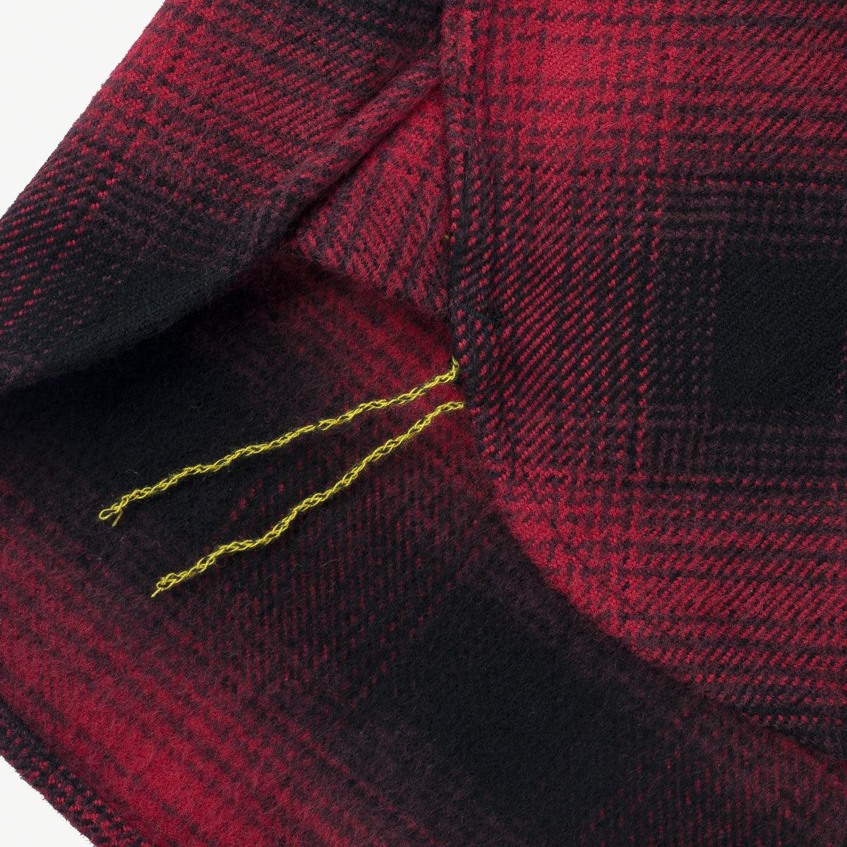 Image showing the IHSH-265-RED - Ultra Heavy Flannel Ombré Check Work Shirt - Red/Black which is a Shirts described by the following info Iron Heart, New, Released, Shirts, Tops and sold on the IRON HEART GERMANY online store