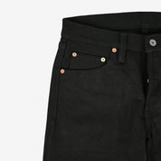 Image showing the IH-777S-SB - 21oz Selvedge Denim Slim Tapered Cut Jeans - Superblack Non-Fade which is a Jeans described by the following info 777, Bottoms, Iron Heart, Jeans, Released, Tappered and sold on the IRON HEART GERMANY online store