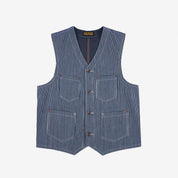 10.5oz Narrow Stripe Hickory Work Vest - Indigo