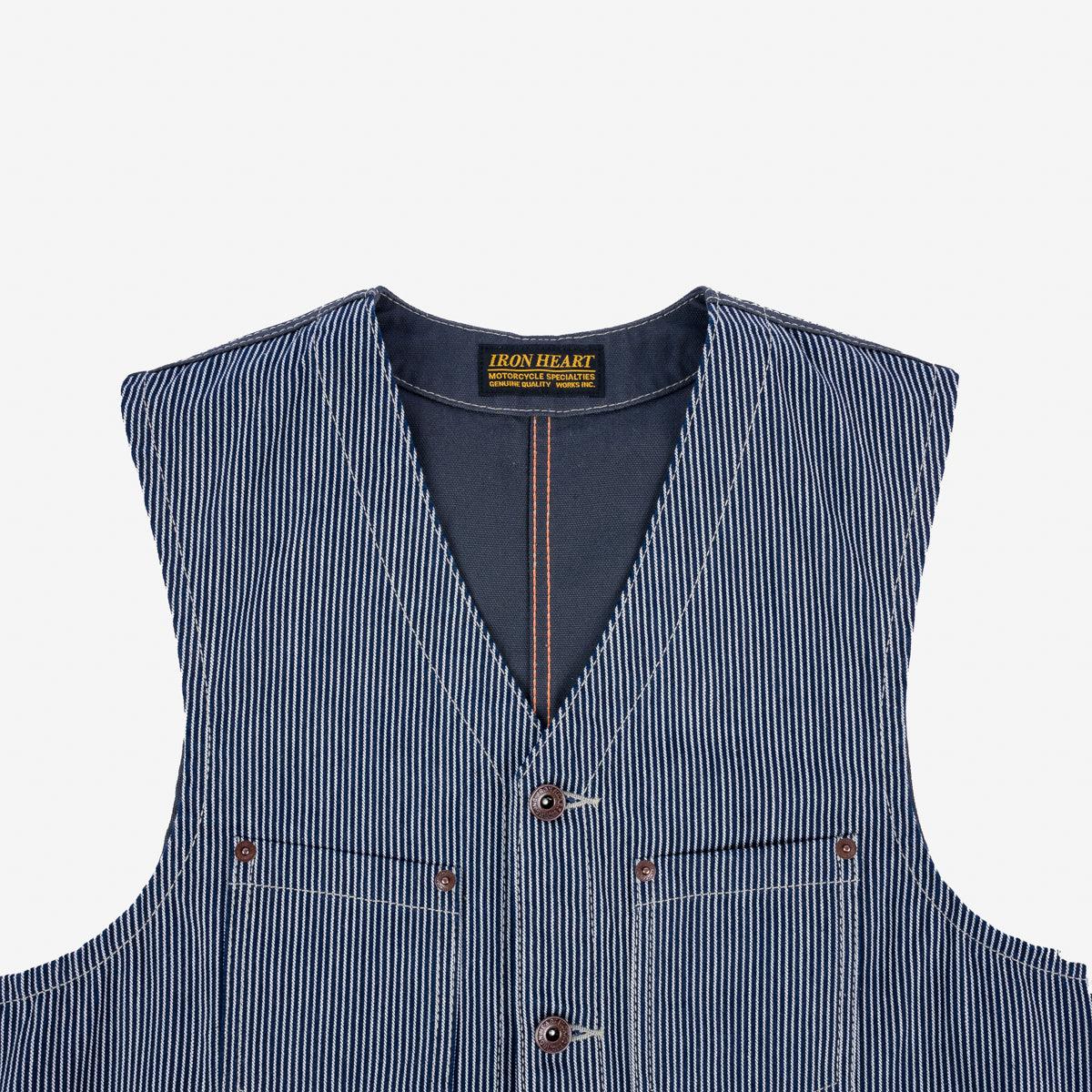 10.5oz Narrow Stripe Hickory Work Vest - Indigo