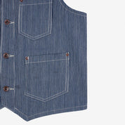 10.5oz Narrow Stripe Hickory Work Vest - Indigo