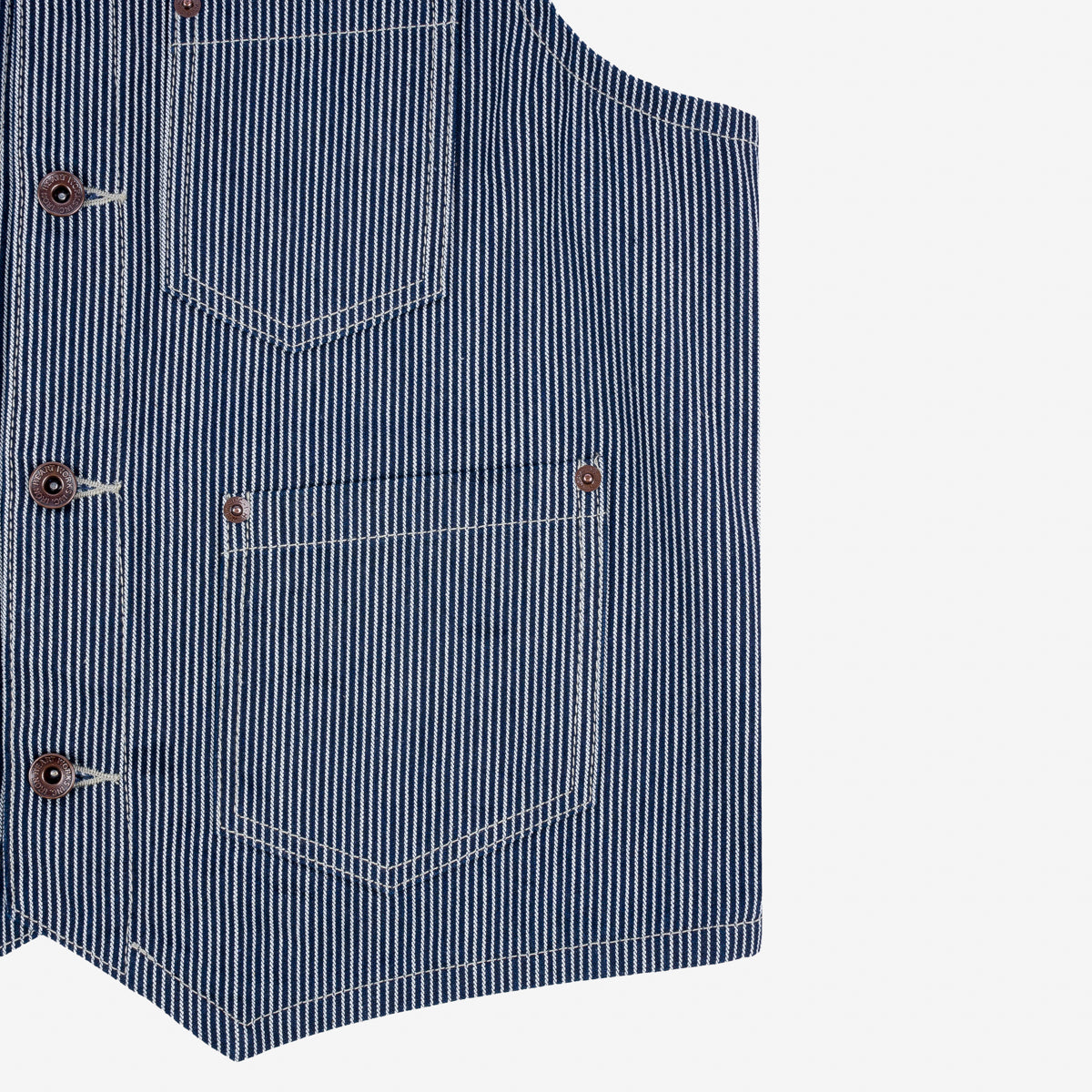 IHV-47-IND - 10.5oz Narrow Stripe Hickory Work Vest - Indigo