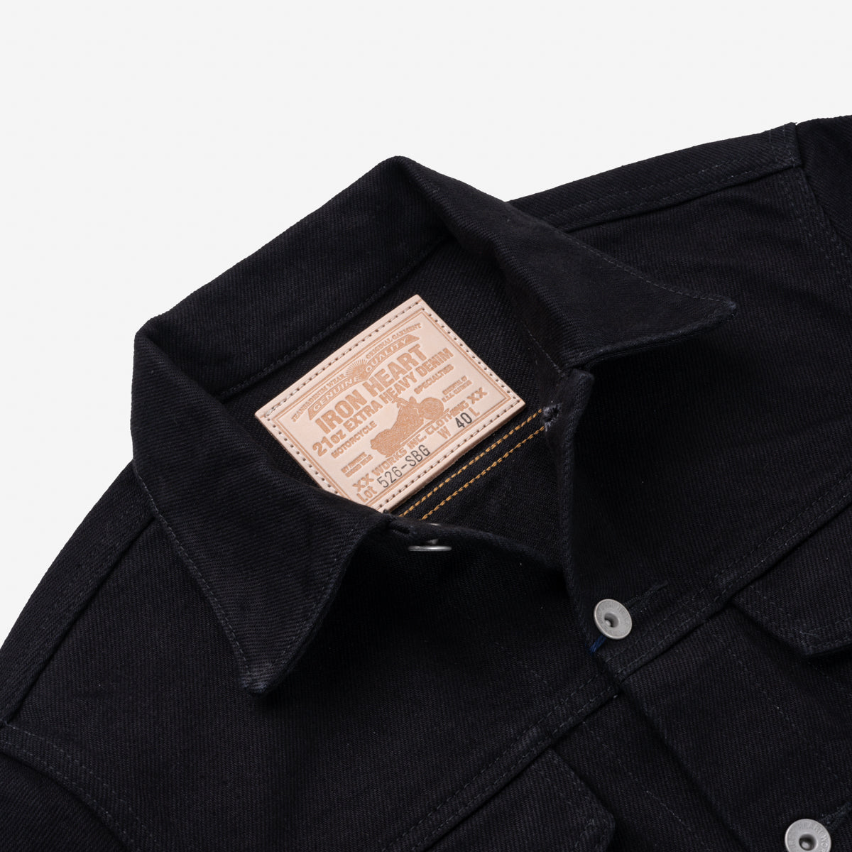 IH-526-SBG - 21oz Selvedge Denim Type III Jacket - Superblack (Fades To Grey)