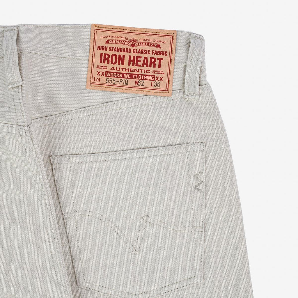 Image showing the IH-555-PIQ - 14oz Cotton Piqué Super Slim Cut Jeans - Ecru which is a Trousers described by the following info 555, Iron Heart, Released, Slim, Trousers and sold on the IRON HEART GERMANY online store