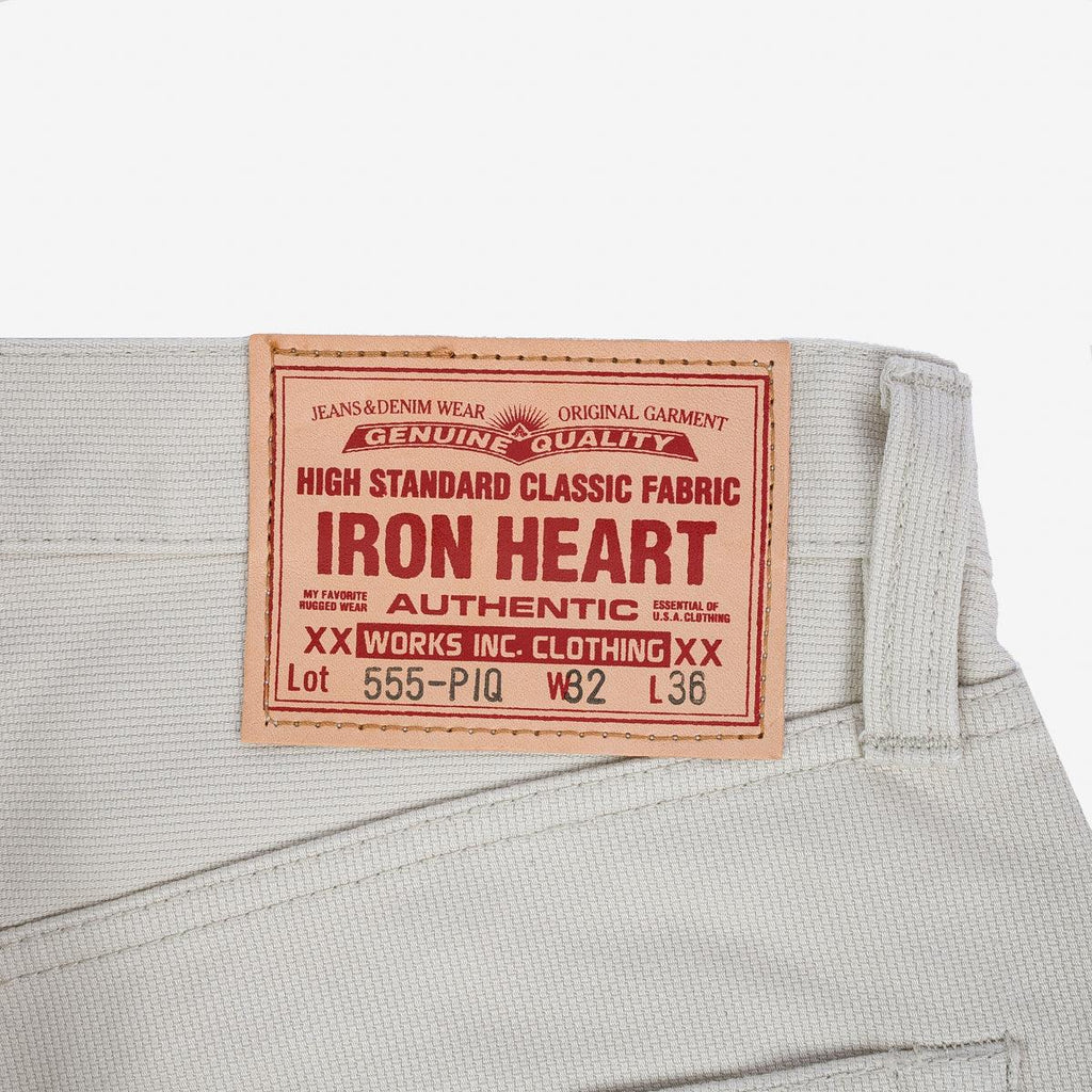 Image showing the IH-555-PIQ - 14oz Cotton Piqué Super Slim Cut Jeans - Ecru which is a Trousers described by the following info 555, Iron Heart, Released, Slim, Trousers and sold on the IRON HEART GERMANY online store