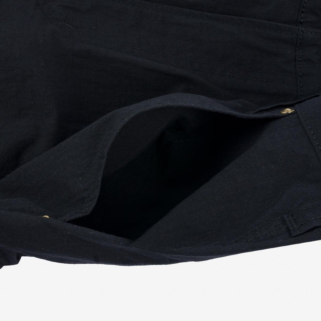 Image showing the IH-736-BLK - Ripstop Cargo Shorts - Black which is a Trousers described by the following info SS24 and sold on the IRON HEART GERMANY online store