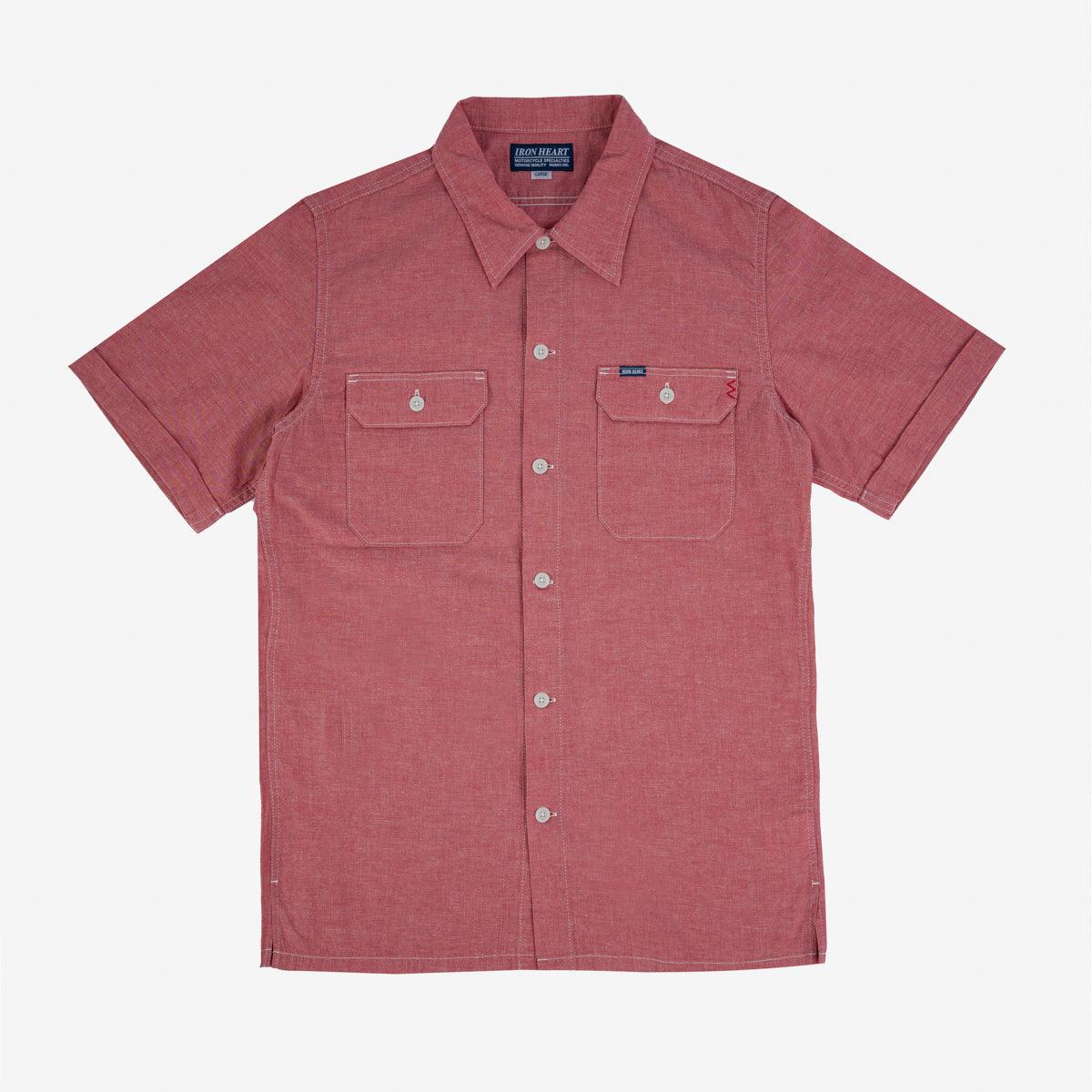 Image showing the IHSH-388-RED - 4oz Short Sleeved Summer Shirt - Red which is a Shirts described by the following info SS24 and sold on the IRON HEART GERMANY online store