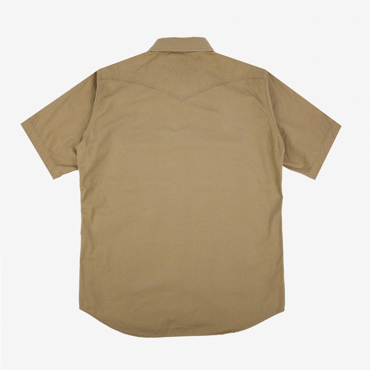 Image showing the IHSH-387-KHA - 7oz Fatigue Cloth Short Sleeved Western Shirt - Khaki which is a Shirts described by the following info SS24 and sold on the IRON HEART GERMANY online store