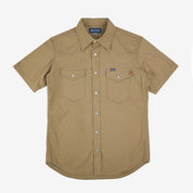 Image showing the IHSH-387-KHA - 7oz Fatigue Cloth Short Sleeved Western Shirt - Khaki which is a Shirts described by the following info SS24 and sold on the IRON HEART GERMANY online store