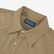 Image showing the IHSH-387-KHA - 7oz Fatigue Cloth Short Sleeved Western Shirt - Khaki which is a Shirts described by the following info SS24 and sold on the IRON HEART GERMANY online store