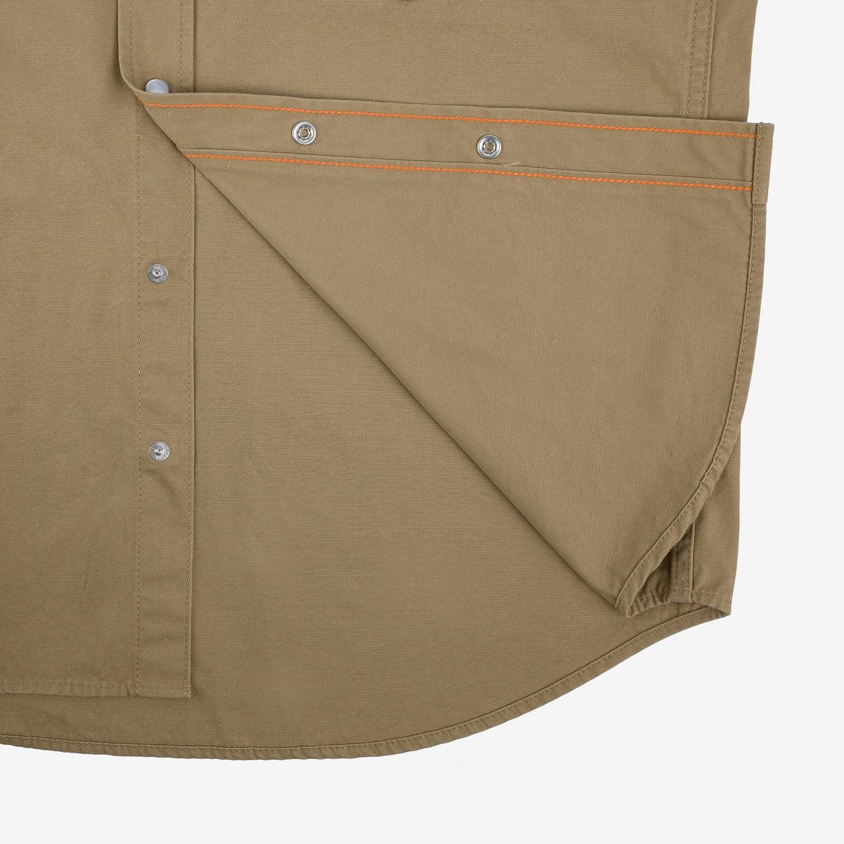 Image showing the IHSH-387-KHA - 7oz Fatigue Cloth Short Sleeved Western Shirt - Khaki which is a Shirts described by the following info SS24 and sold on the IRON HEART GERMANY online store