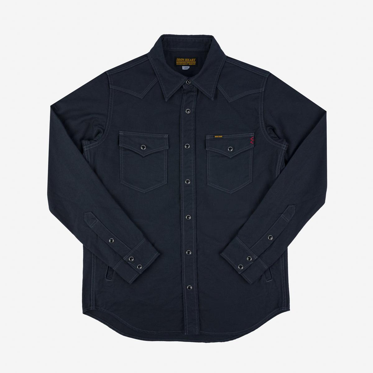 Image showing the IHSH-381-BLK - 9oz Military Serge CPO Shirt - Black which is a Shirts described by the following info SS24 and sold on the IRON HEART GERMANY online store