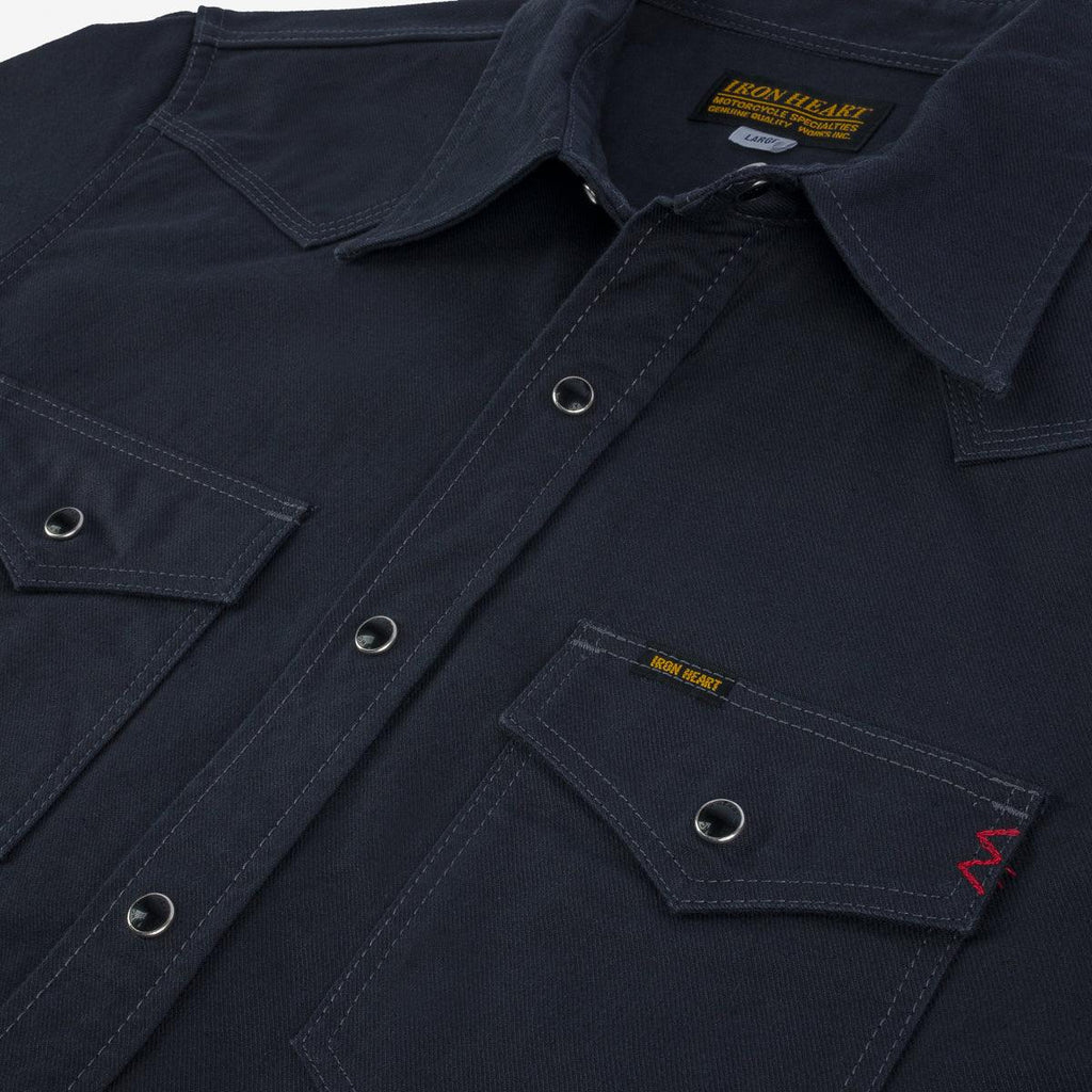 Image showing the IHSH-381-BLK - 9oz Military Serge CPO Shirt - Black which is a Shirts described by the following info SS24 and sold on the IRON HEART GERMANY online store