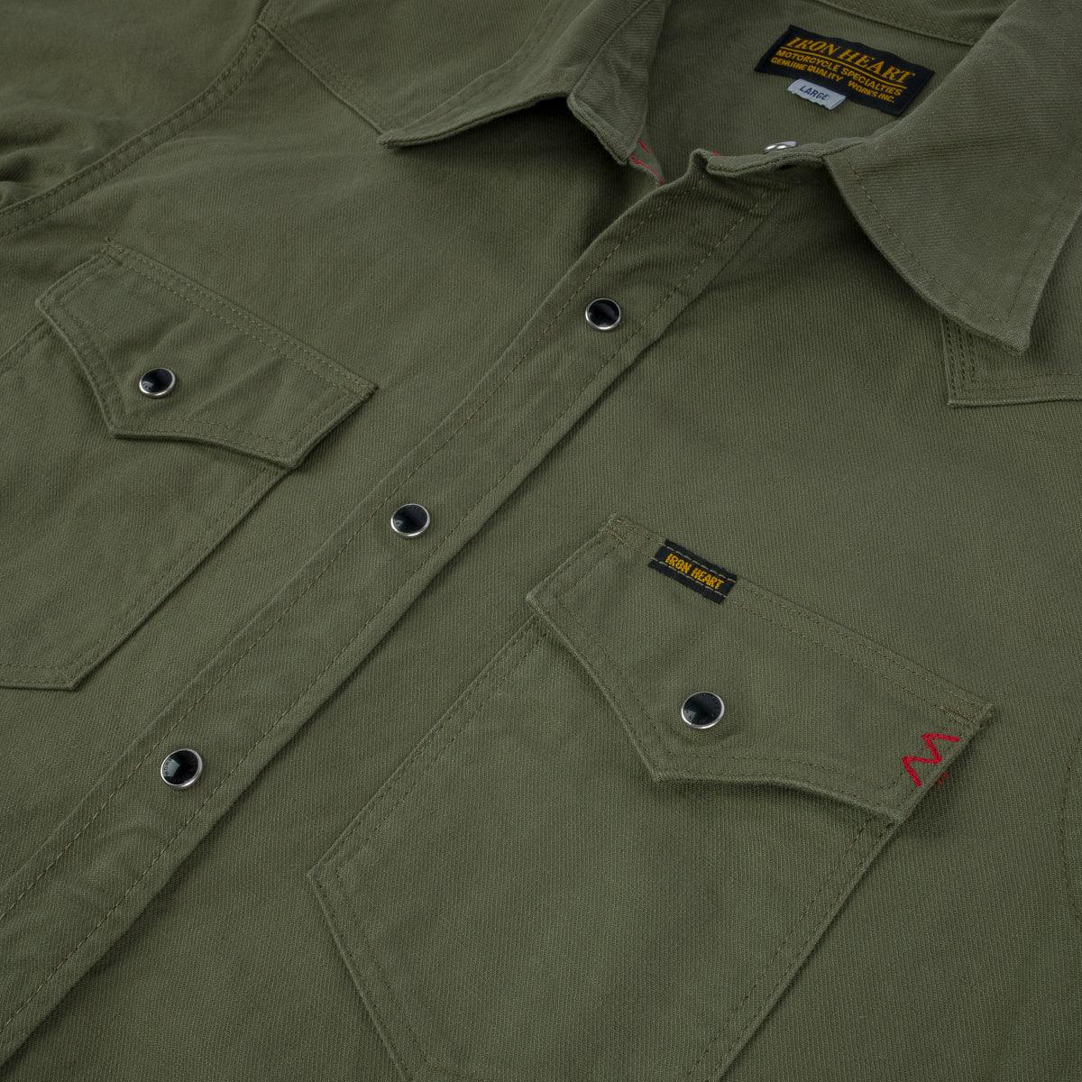 Image showing the IHSH-381-OLV - 9oz Military Serge CPO Shirt - Olive which is a Shirts described by the following info SS24 and sold on the IRON HEART GERMANY online store