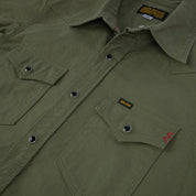 Image showing the IHSH-381-OLV - 9oz Military Serge CPO Shirt - Olive which is a Shirts described by the following info SS24 and sold on the IRON HEART GERMANY online store