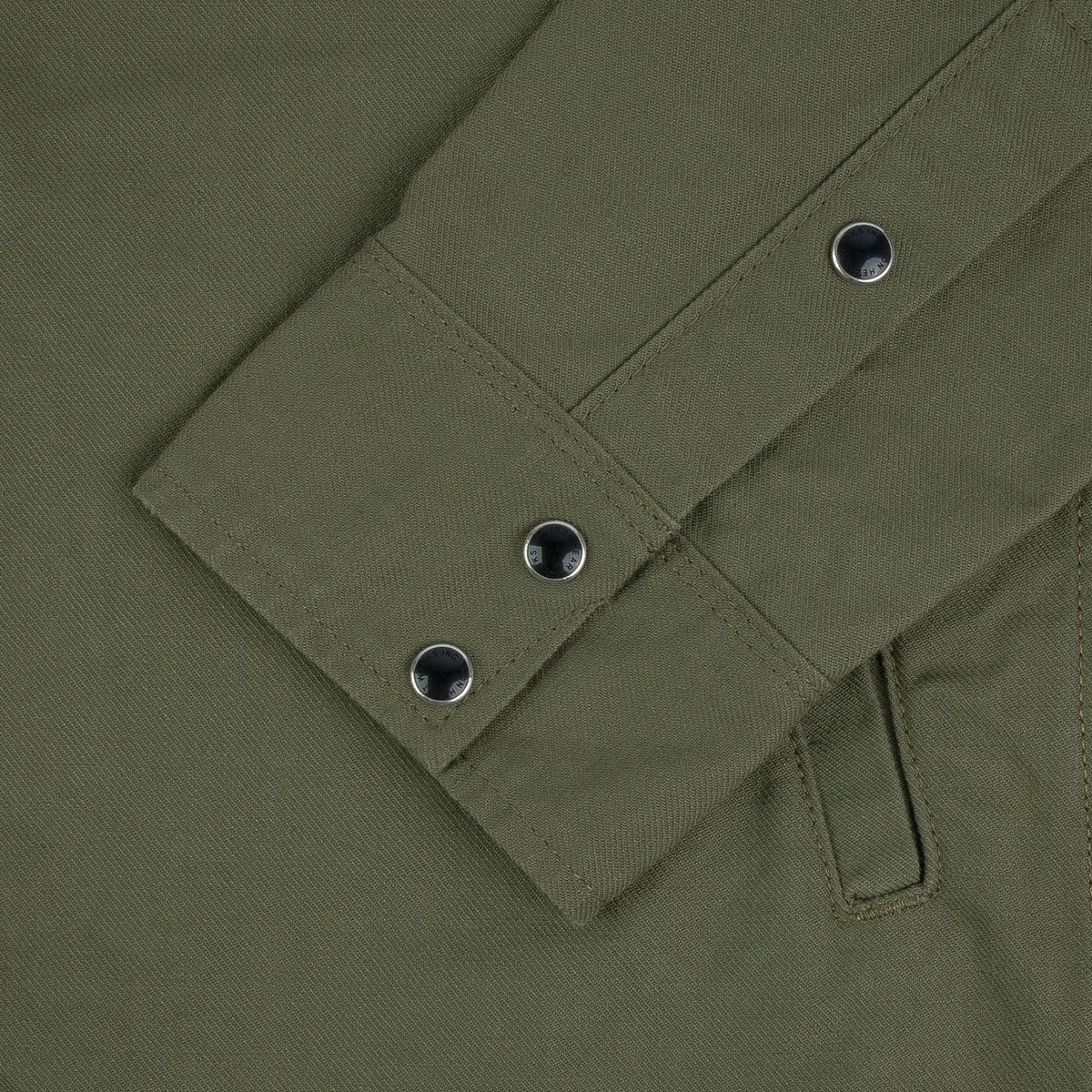 Image showing the IHSH-381-OLV - 9oz Military Serge CPO Shirt - Olive which is a Shirts described by the following info SS24 and sold on the IRON HEART GERMANY online store