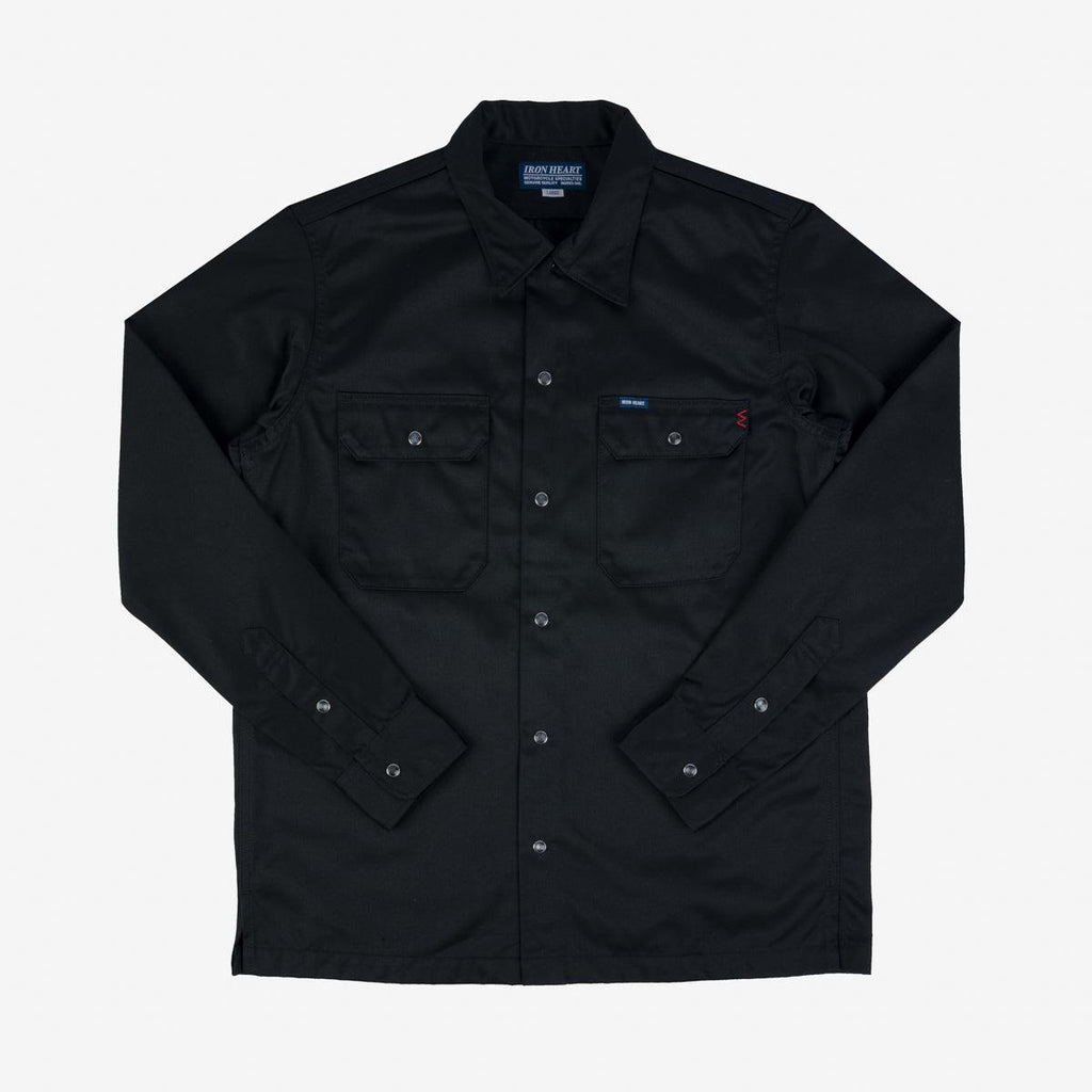 Image showing the IHSH-383-BLK - 9oz T/C Mechanic Shirt - Black which is a Shirts described by the following info SS24 and sold on the IRON HEART GERMANY online store
