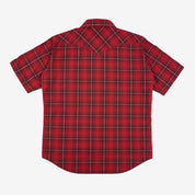 Image showing the IHSH-386-RED - 5oz Selvedge Short Sleeved Western Shirt - Red Vintage Check which is a Shirts described by the following info SS24 and sold on the IRON HEART GERMANY online store