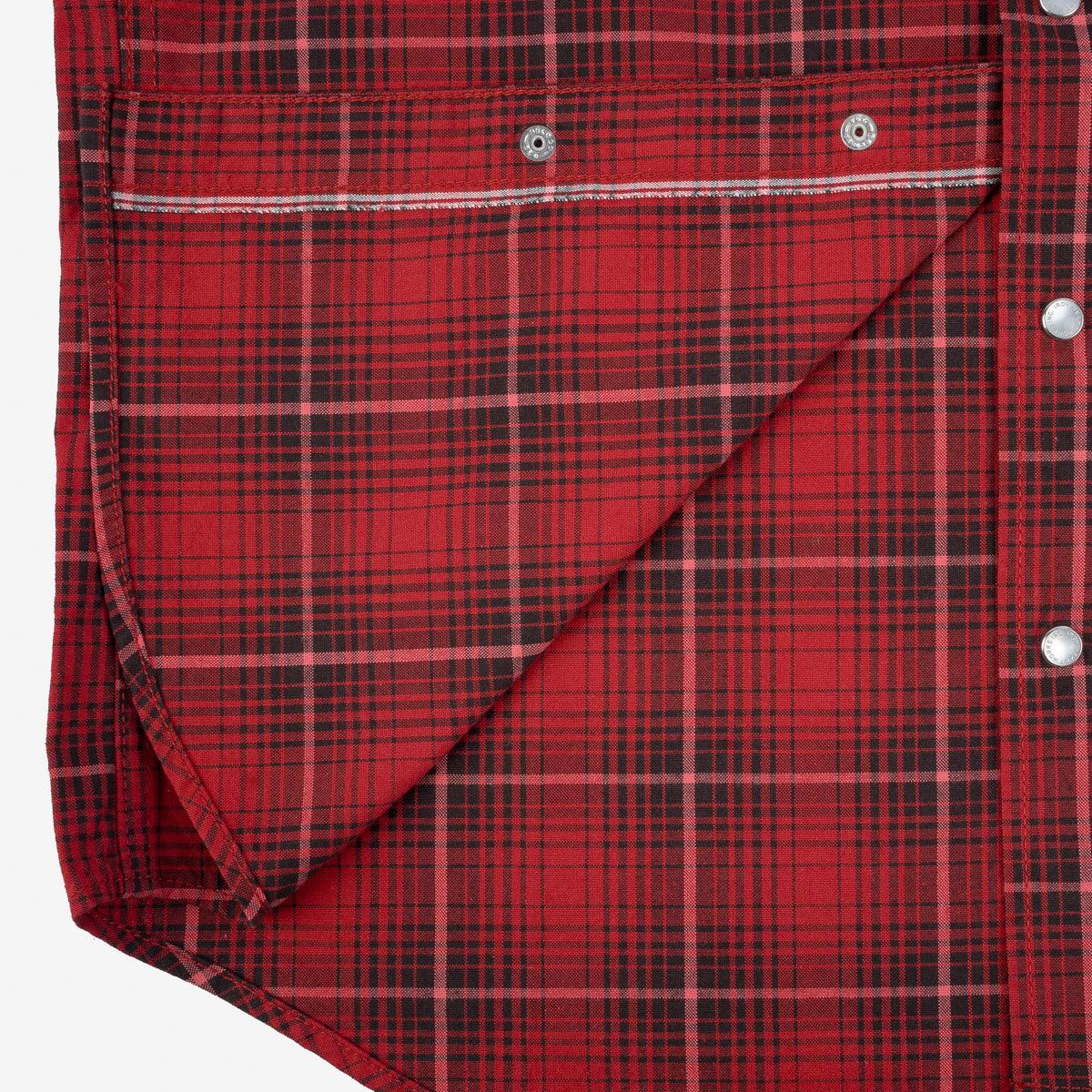 Image showing the IHSH-386-RED - 5oz Selvedge Short Sleeved Western Shirt - Red Vintage Check which is a Shirts described by the following info SS24 and sold on the IRON HEART GERMANY online store