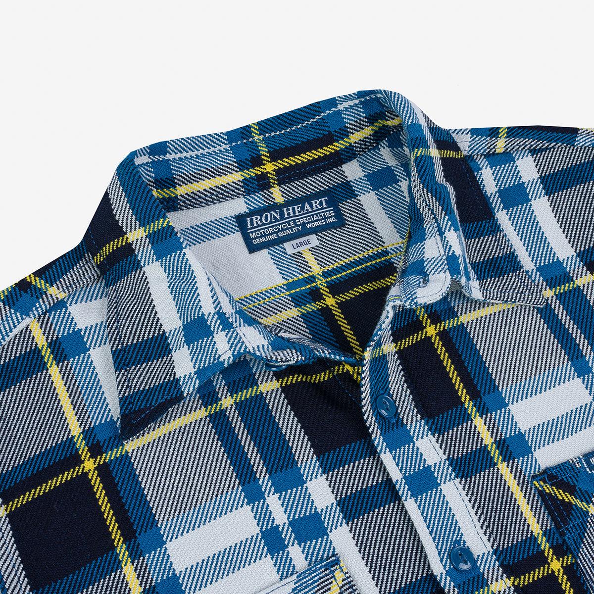 Image showing the IHSH-382-BLU - 9oz Selvedge American Check Work Shirt - Blue which is a Shirts described by the following info SS24 and sold on the IRON HEART GERMANY online store