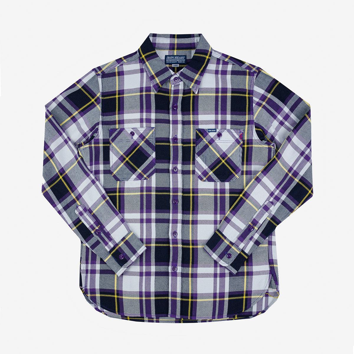 Image showing the IHSH-382-PUR - 9oz Selvedge American Check Work Shirt - Purple which is a Shirts described by the following info SS24 and sold on the IRON HEART GERMANY online store