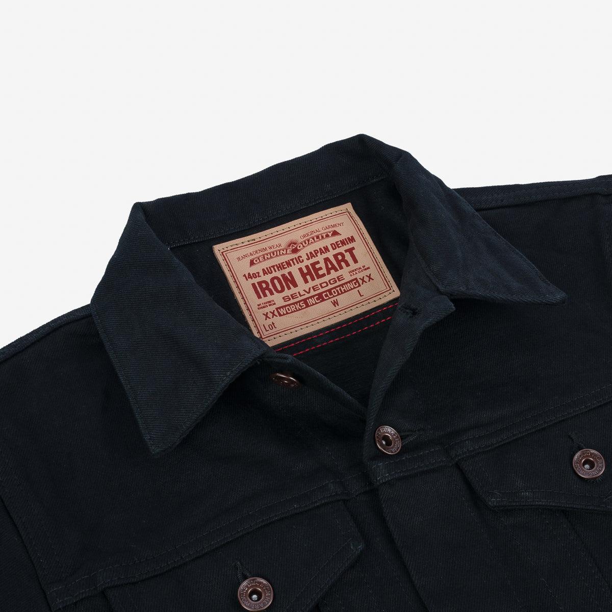 Image showing the IHJ-132-BLK - 14oz Selvedge Denim Modified Type III Jacket - Superblack which is a Jackets described by the following info SS24 and sold on the IRON HEART GERMANY online store