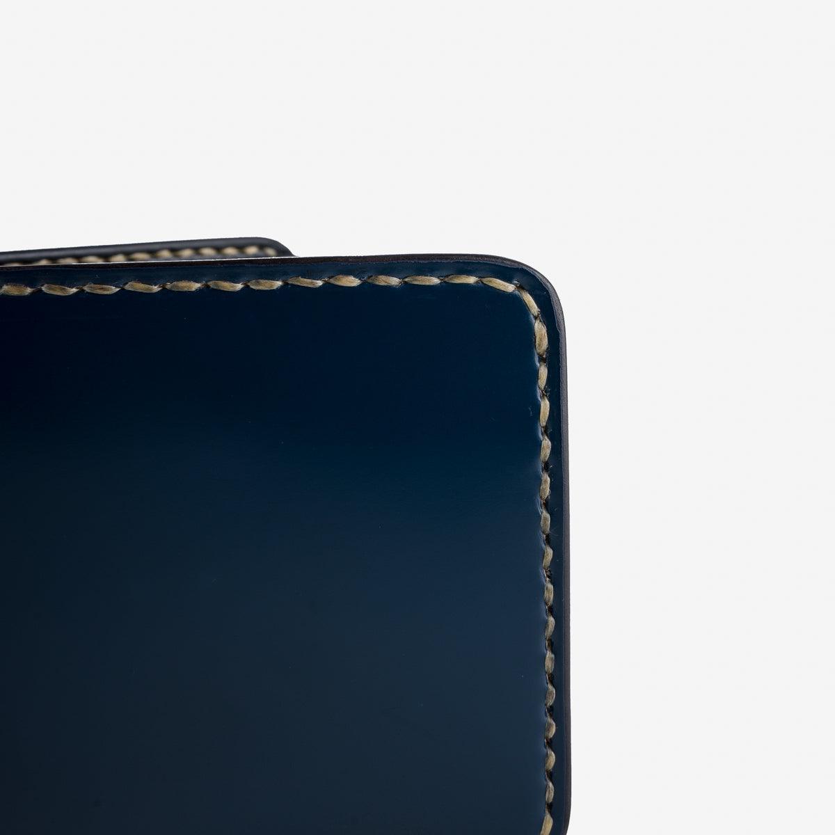 Image showing the IHG-071-NAV -Slimline Small Shell Cordovan Wallet - Navy which is a WALLETS AND CHAINS described by the following info Accessories, Iron Heart, Released, WALLETS AND CHAINS and sold on the IRON HEART GERMANY online store