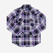 9oz Selvedge American Check Western Shirt - Purple