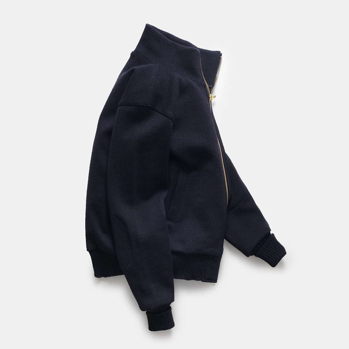 DE-SW0111-NAV - DEHEN 1920 Full-Zip Moto-Sweater - Navy
