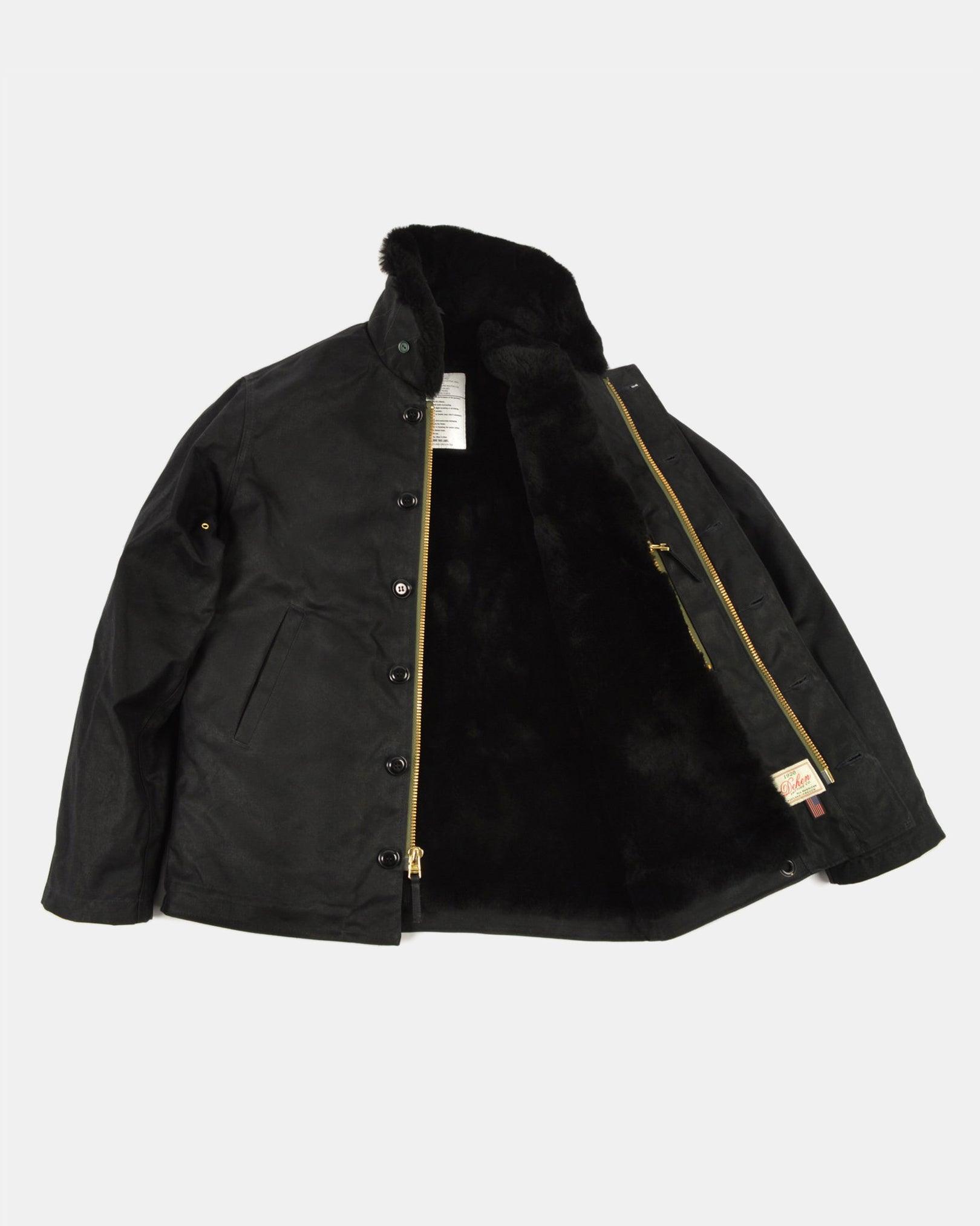 Dehen 1920 Waxed Canvas N-1 Deck Jacket - Black