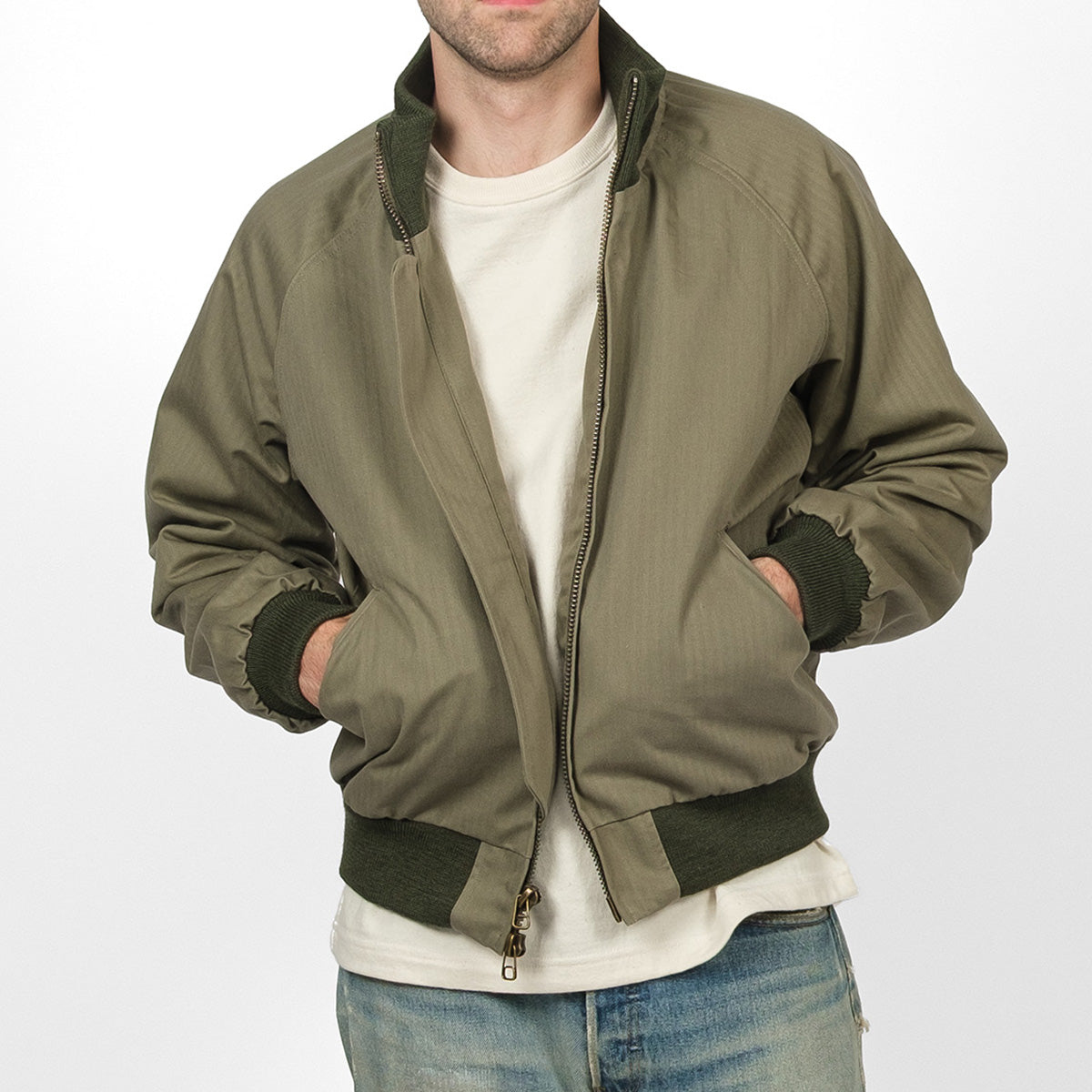 DE-JA084WC-SAG - DEHEN 1920 Pilot Jacket Dry Wax Cotton - Sage