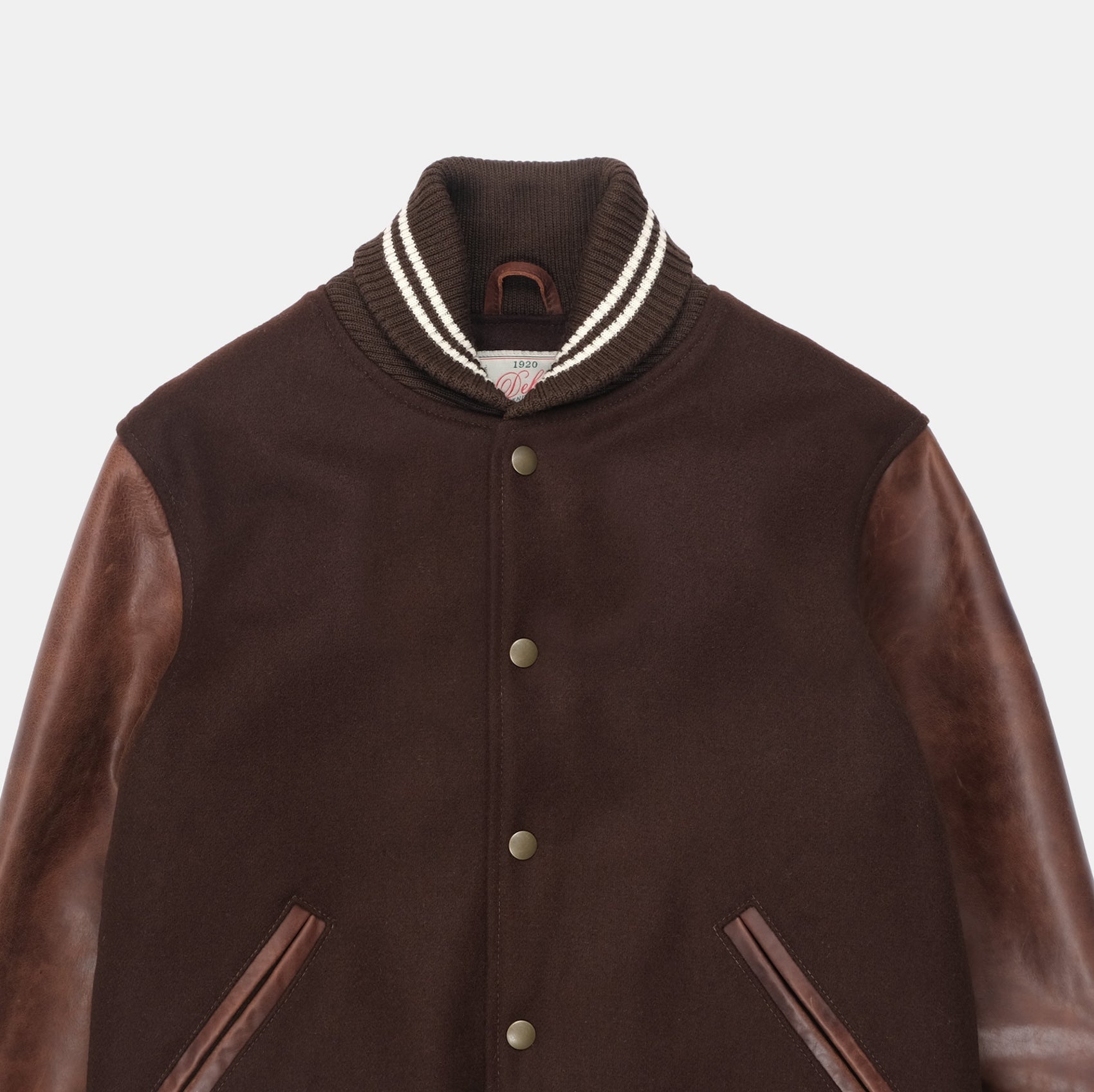 DE-JA0078-BRN - Dehen 1920 Varsity Jacket - Brown