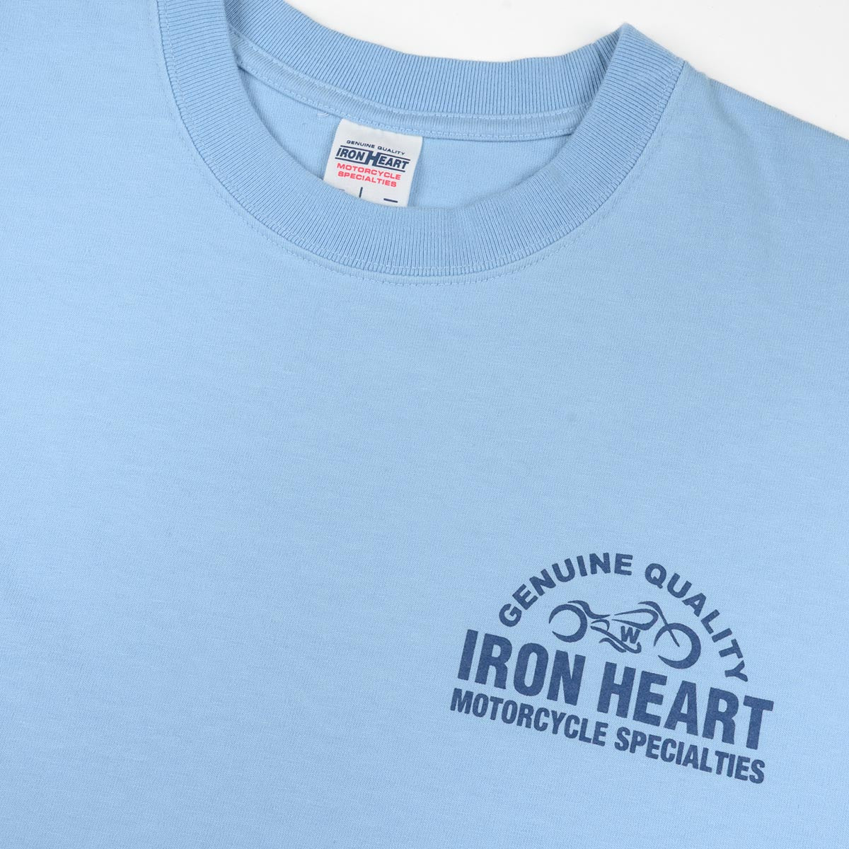 IHT-2504-SAX - 7.5oz Printed Loopwheel Crew Neck T-Shirt - Sax Blue