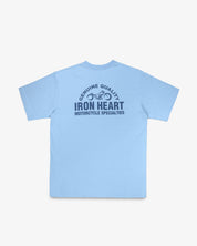 IHT-2504-SAX - 7.5oz Printed Loopwheel Crew Neck T-Shirt - Sax Blue