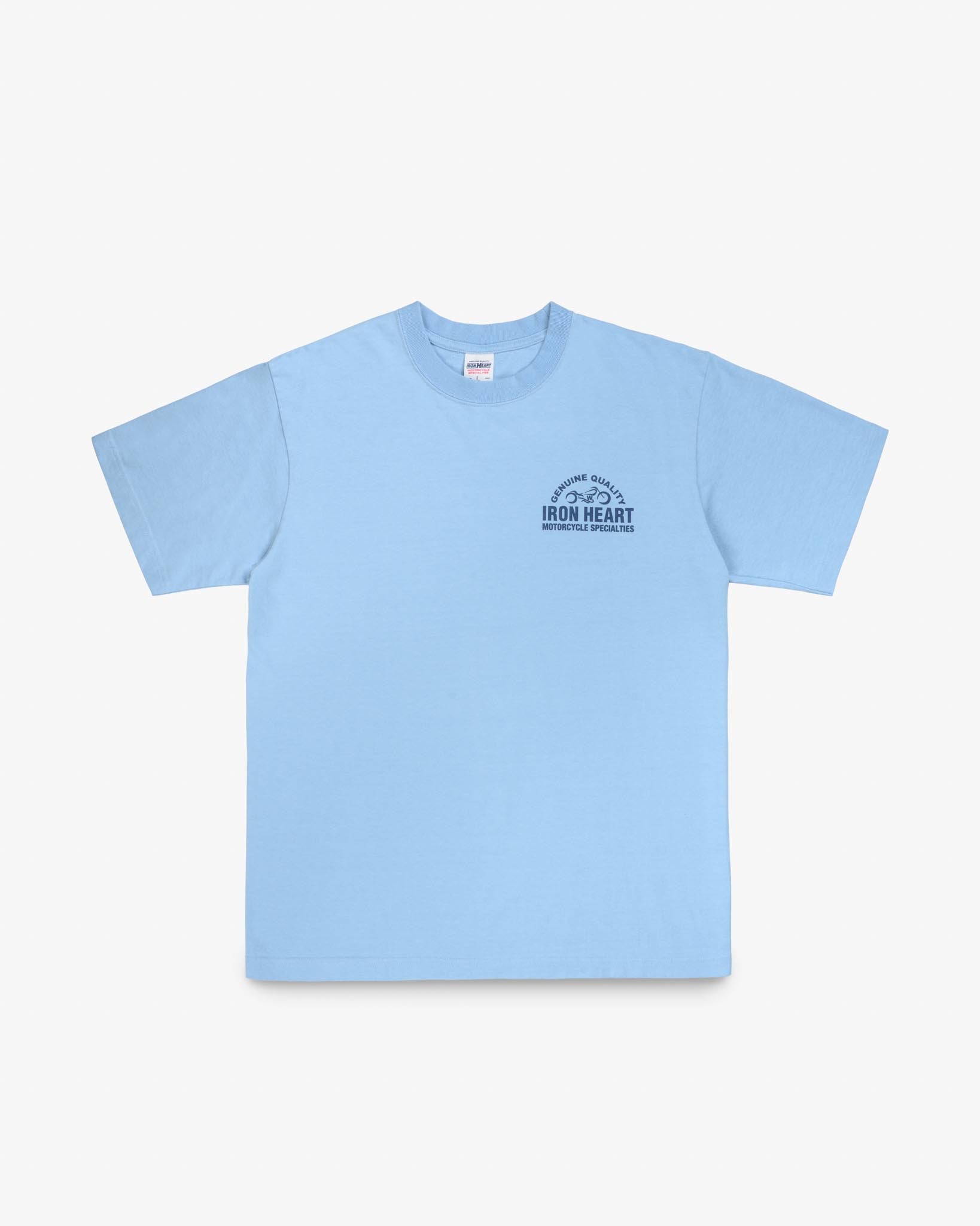 IHT-2504-SAX - 7.5oz Printed Loopwheel Crew Neck T-Shirt - Sax Blue