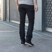 IH-555S-SBG - 21oz Selvedge Denim Slim Cut Jeans - Superblack (Fades To Grey)