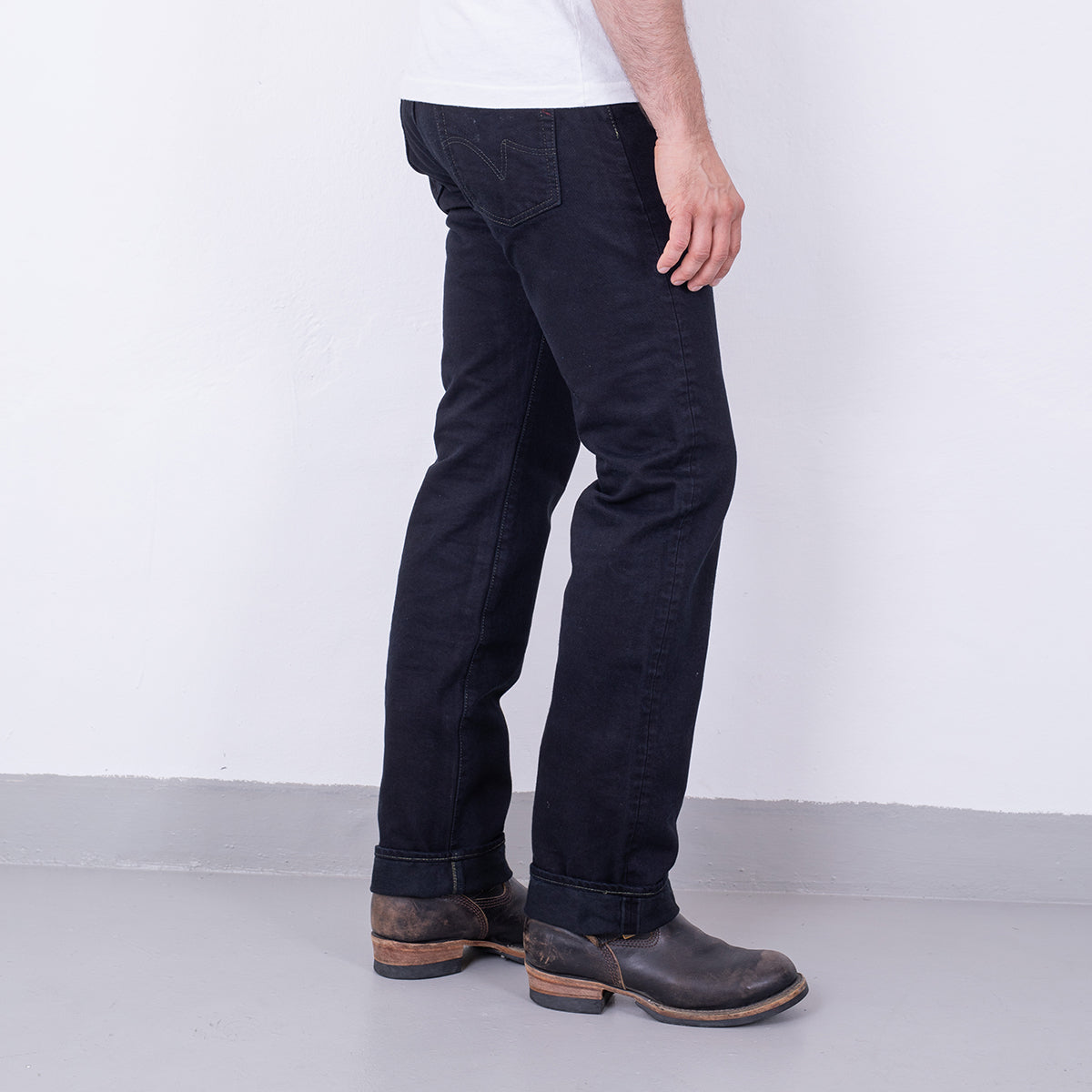 IH-634S-142OD - 14oz Selvedge Denim Straight Cut Jeans - Indigo Overdyed Black