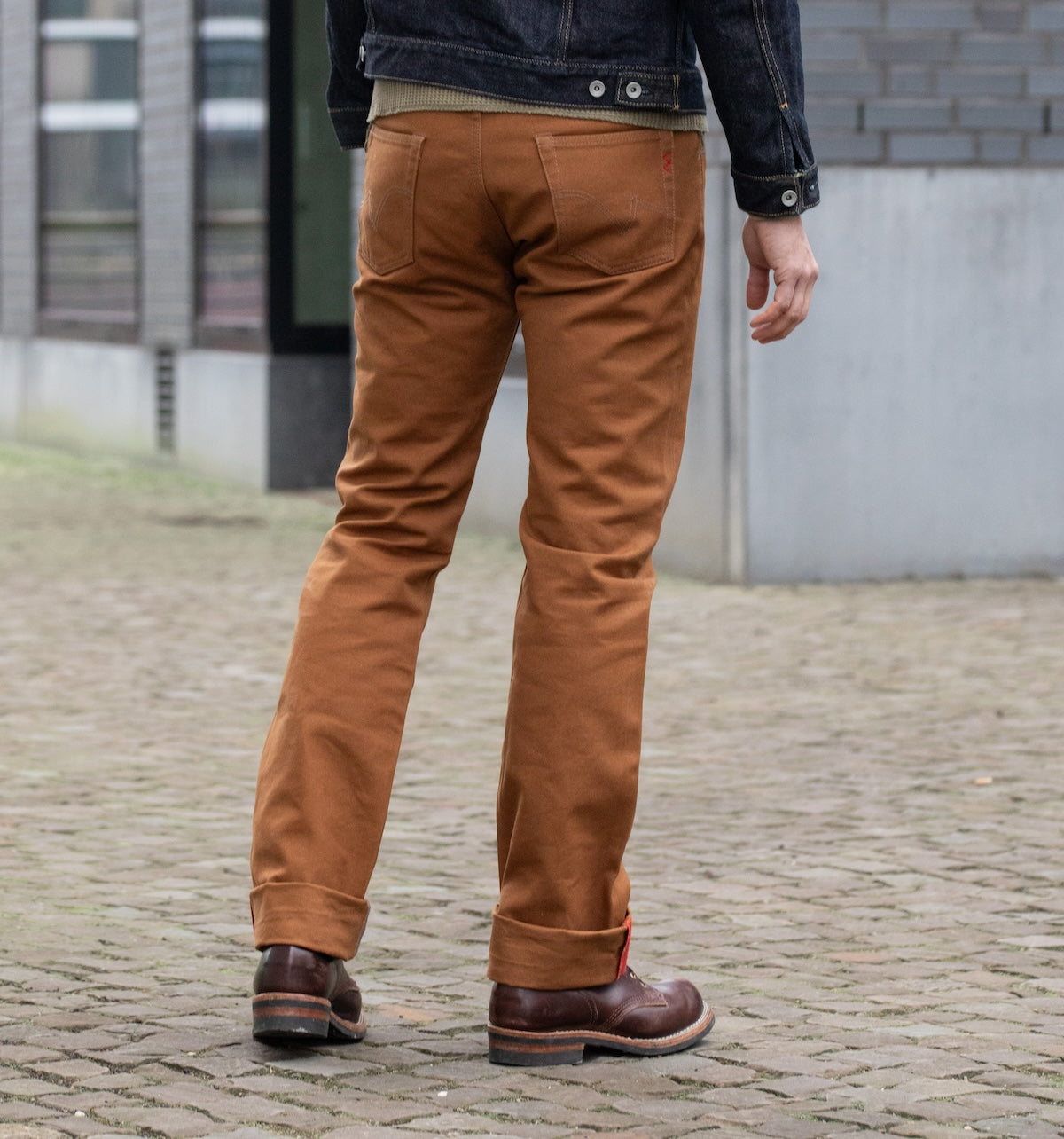 IH-666D 17oz Duck Slim Straight Jeans Brown