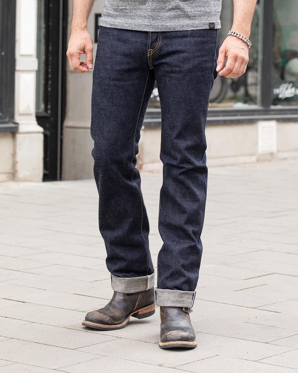 IH-666S-18 - 18oz Vintage Selvedge Denim Slim Straight Cut Jeans - Indigo