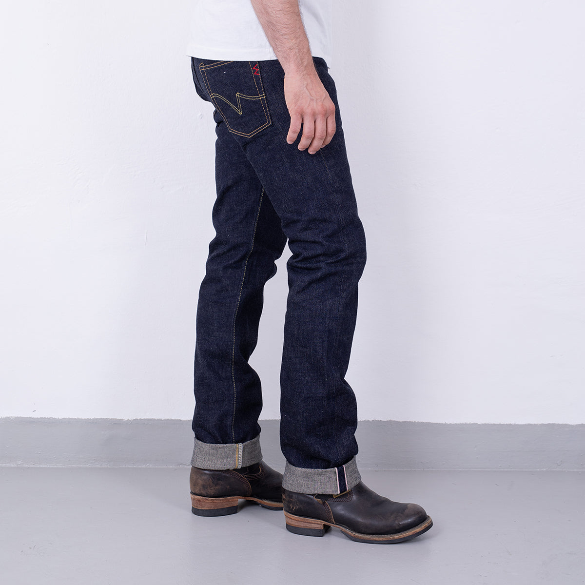 IH-666S-18 - 18oz Vintage Selvedge Denim Slim Straight Cut Jeans - Indigo