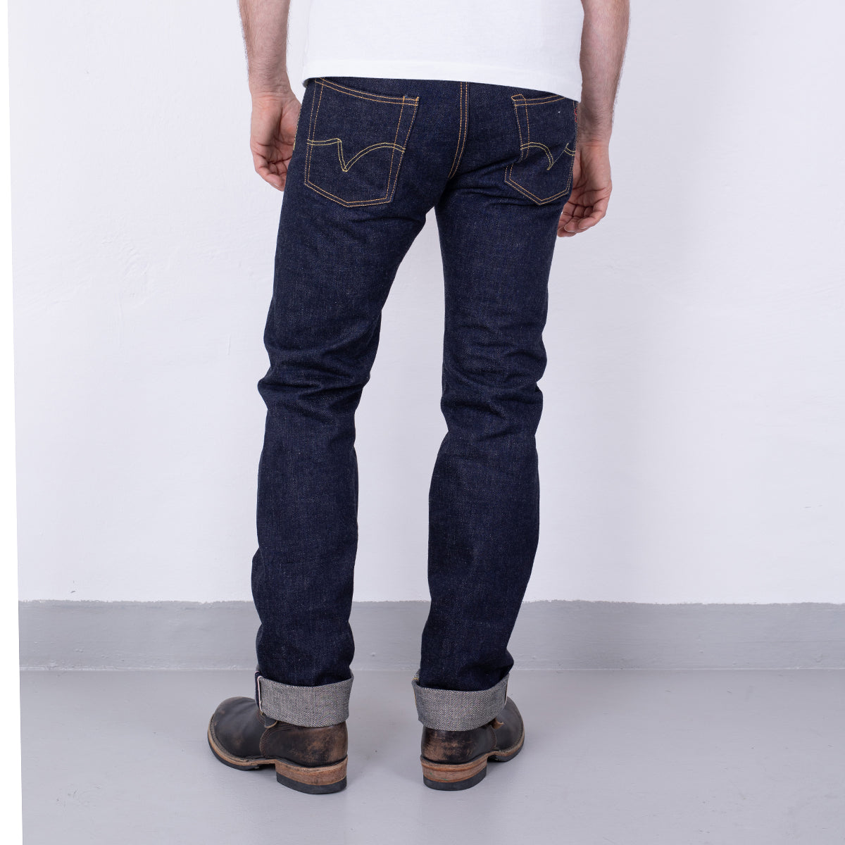 IH-666S-18 - 18oz Vintage Selvedge Denim Slim Straight Cut Jeans - Indigo
