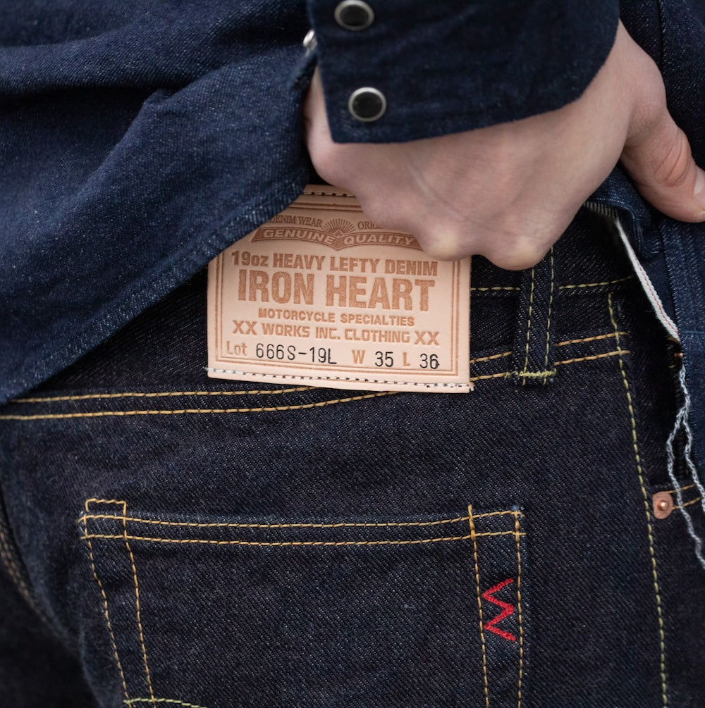IH-666S-19L - 19oz Left Hand Twill Selvedge Denim Slim Straight Cut Jeans - Indigo