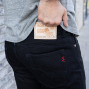 IH-666S-SBG - 21oz Selvedge Denim Slim Straight Jeans - Superblack (Fades To Grey)
