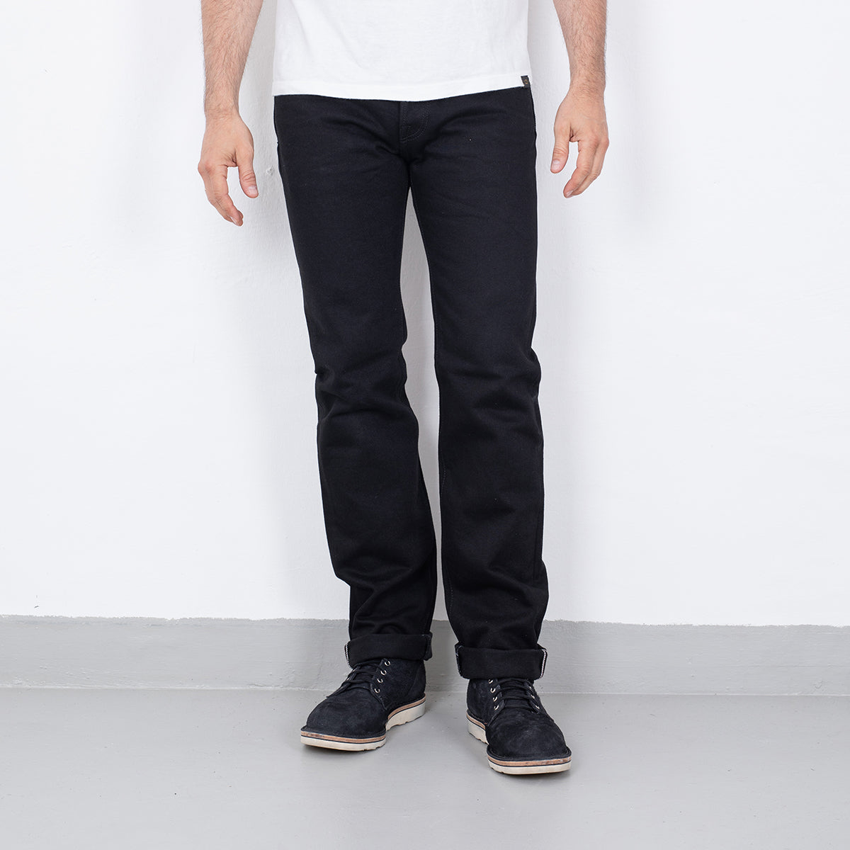 IH-666S-SBG - 21oz Selvedge Denim Slim Straight Jeans - Superblack (Fades To Grey)