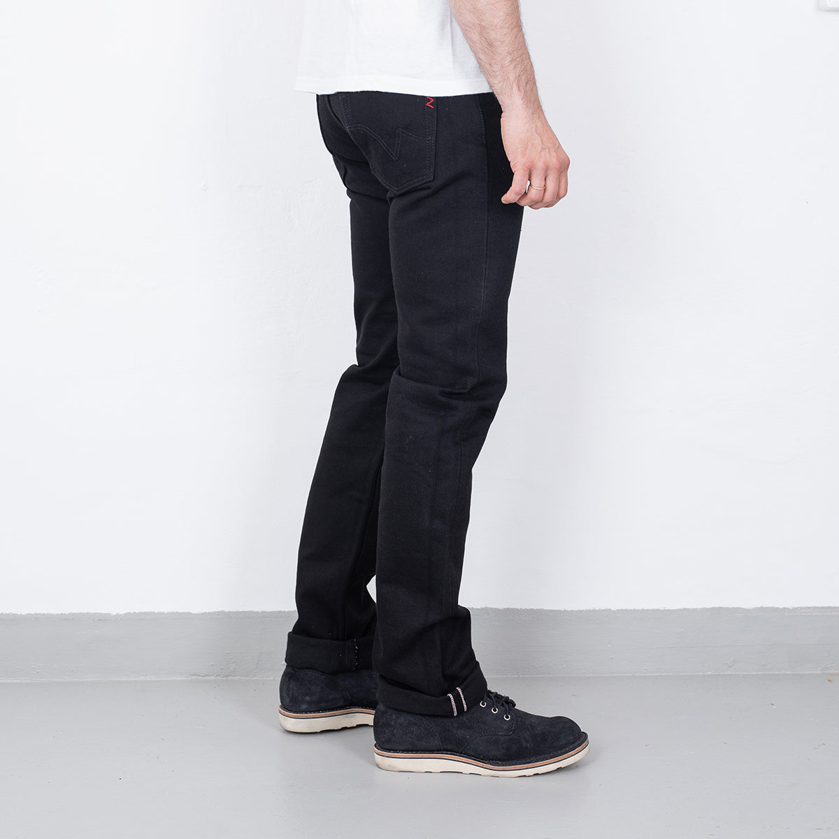 IH-666S-SBG - 21oz Selvedge Denim Slim Straight Jeans - Superblack (Fades To Grey)