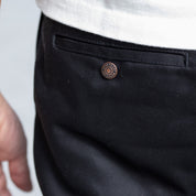 IH-717-BLK - 9oz Mercerised Selvedge Cotton Chinos - Black