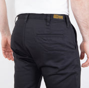 IH-721-BLK - 9oz Mercerised Selvedge Cotton Slim Tapered Chino - Black
