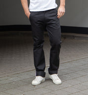 IH-721-BLK - 9oz Mercerised Selvedge Cotton Slim Tapered Chino - Black