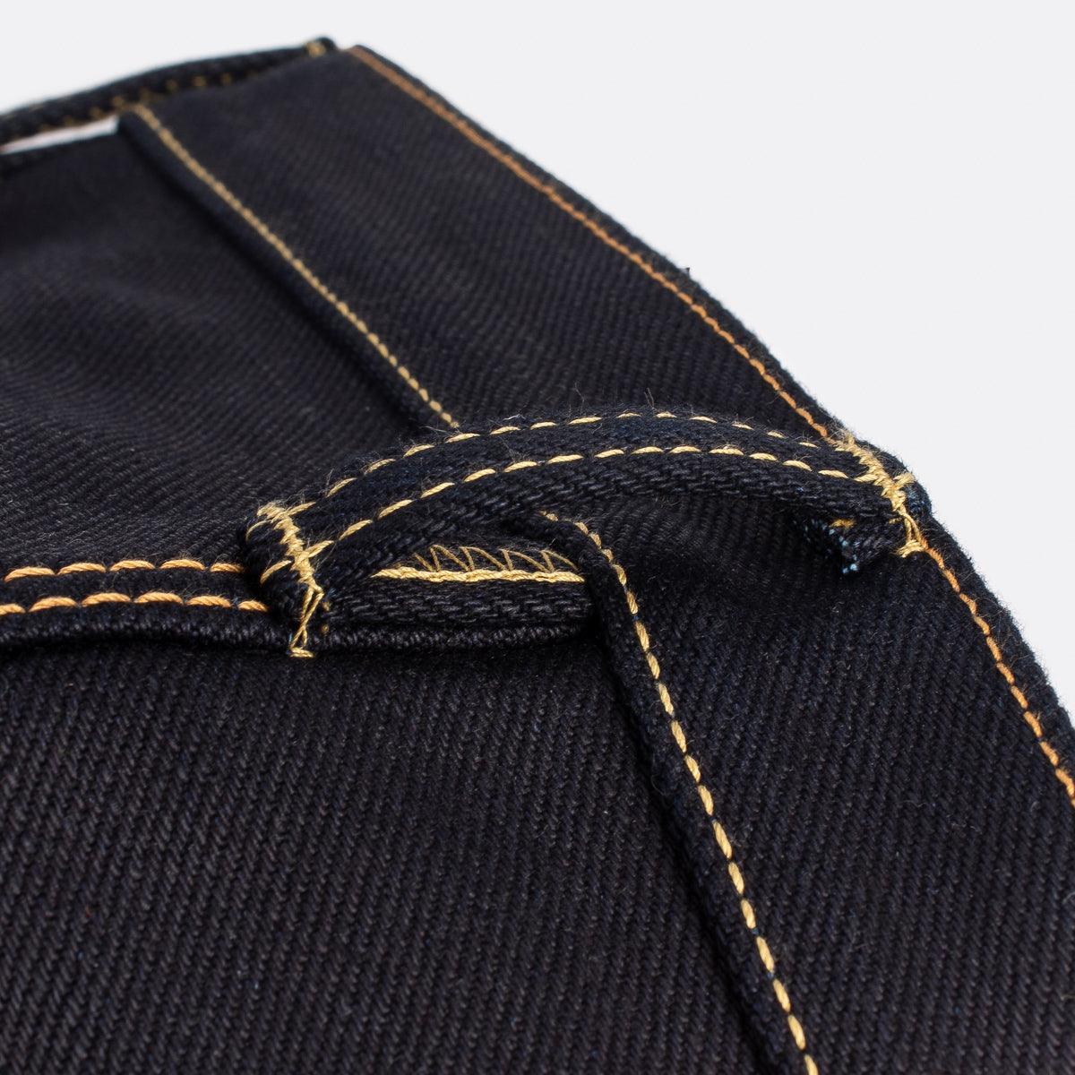 Image showing the IH-777-XHSib - 25oz Selvedge Denim Slim Tapered Cut Jeans - Indigo/Black which is a Jeans described by the following info 777, Bottoms, Iron Heart, Jeans, New, Released, Slim, Tappered and sold on the IRON HEART GERMANY online store